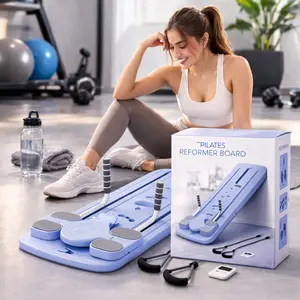 Foldable Pilates Reformer Board Set - 2026 Foldable All in One Pilates Machine for Full Body Workouts Ab Core Trainer with Resistance Bands Portable Home Pilates Equipment for Women & Men