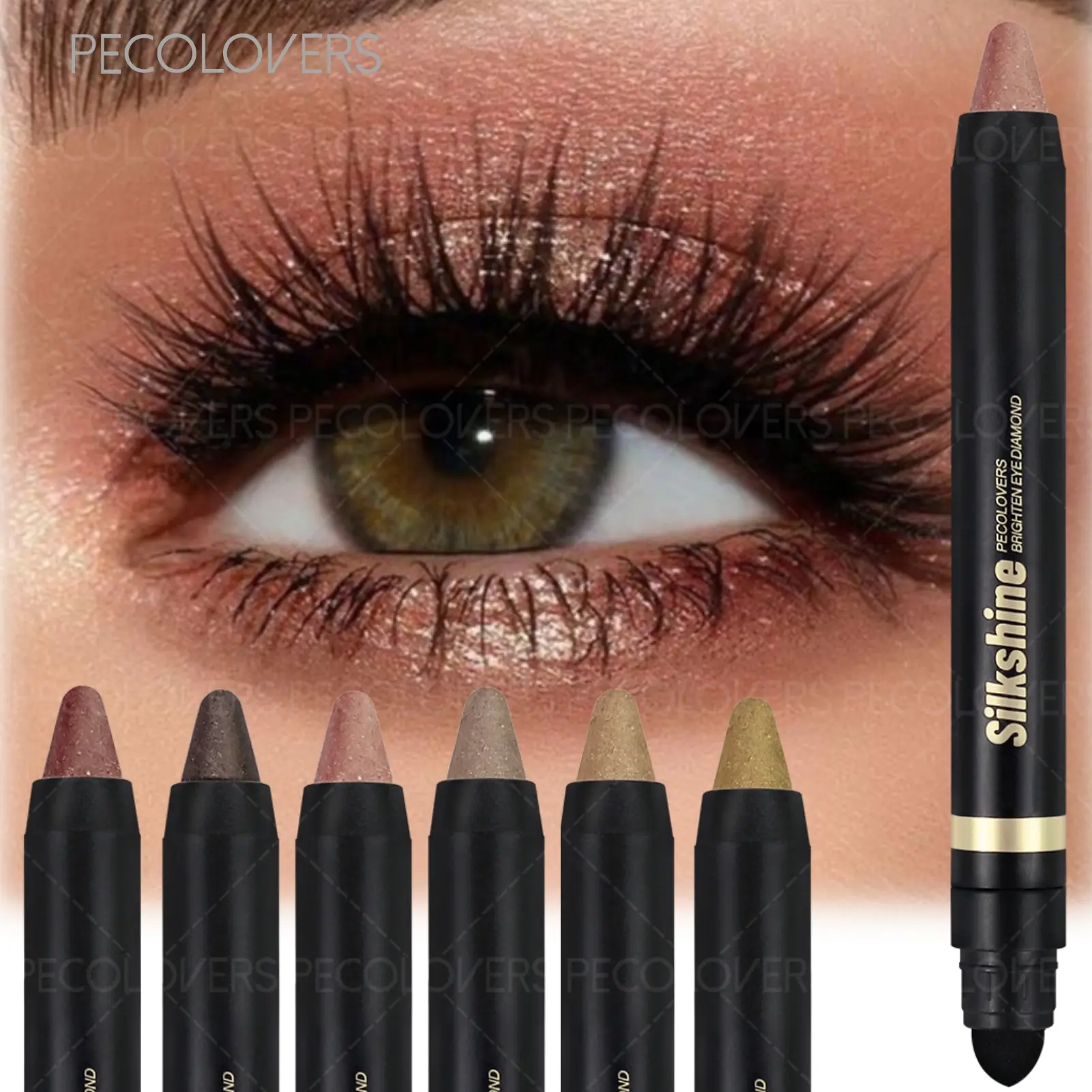 6pcs/set 2-in-1 Dual-Ended Eyeshadow & Eyeliner, Shimmer Finish, Natural Glow, Eyeshadow Pencil