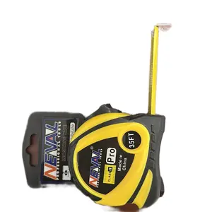 Retractable Measuring Tape, Naval Pro Steel Hand Tool (25ft/35ft) with Fraction Markings, Easy-Read Display, Self-Locking Mechanism, Black and Yellow Design