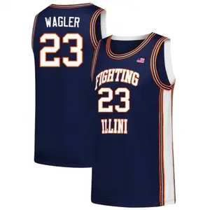 Navy #23 Wagler Basketball Jersey, College Style Mesh Tank Top, Blue Orange Game Day Shirt, Sports Fan Gift, Athletic Jersey for Men