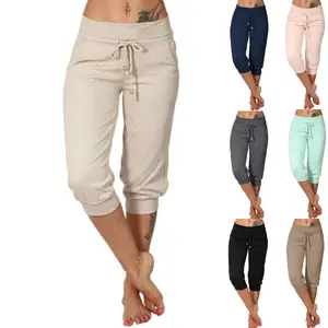 Imily Bela Womens Capri Yoga Pants Loose Drawstring Pajama Pants Lounge Joggers Pants with Pockets