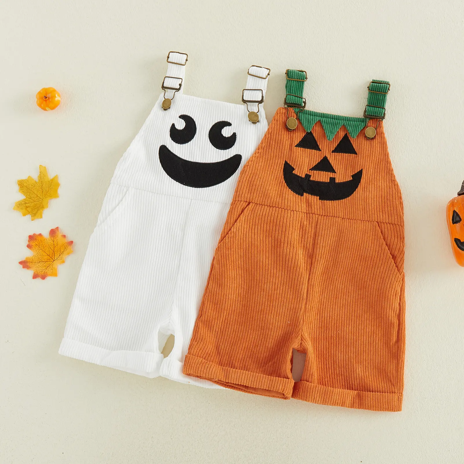 Toddler Baby Boy Halloween Overalls with Pockets Ribbed Devil Face Pattern Sleeveless Jumpsuit Toddler Baby Boy Halloween Overalls with Pockets Ribbed Devil Face Pattern Sleeveless Jumpsuit