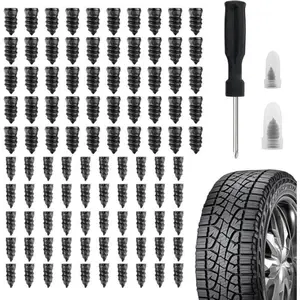 60Pcs Universal Tire Repair Kit - Self-Vulcanizing Rubber Screw Plugs for Car, Motorcycle, Truck & Tractor Puncture Repairs