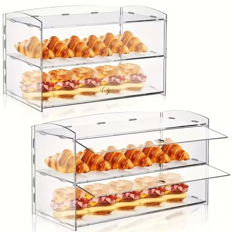 Transparent Acrylic Polymer Rectangle Desktop Drawer Organizer - ABS, Modern, Unisex Single Unit, Compartmentalized, Stackable 1.8 lbs 9.4" length x 10.2" width x 6.5" Storage Box for Vanity Tabletop (US Compatible)