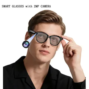 Smart Glasses with 2MP Camera Anti-Shake ,Hands-free Video Recording AI Glasses, Bluetooth Call Glasses, Wearable Smart Glasses, 39g Lightweight, AI Real -Time Translation ,Transparent Lenses +White Lenses, Multifunctional Smart Glasses, Smart Eyewear