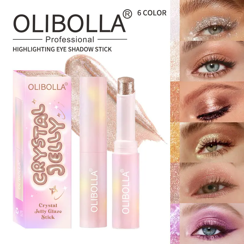 OLIBOLLA Crystal Jelly Shimmer Stick Tube - 23g Alcohol-Free Glitter Duochrome Eyeshadow & Inner Corner Highlighter for Adults, Highly Pigmented, Long-Lasting, Smudge-Proof, Dewy Glow Cosmetic (3-Year Shelf Life, No Restricted Ingredients, Glossy Finish)