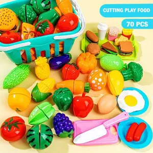 70 pieces Fruit and vegetable cutting toy set for kids, toys for children Girls Boys Best for 3, 4, 5 Year Olds