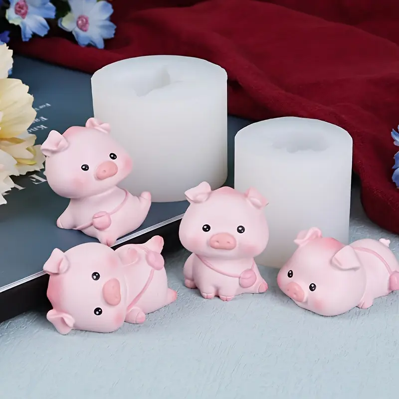 4pcs/Set (Sleepy Pig, Lazy Pig) Cartoon Animal Silicone Molds for Resin Epoxy Casting - Clay Crafts, Handmade Crafts, Plaster Ornaments & Candle Making Supplies, DIY Crafts, Reusable Molds, Craft Molds, DIY Hobbyists, Craft Enthusiasts