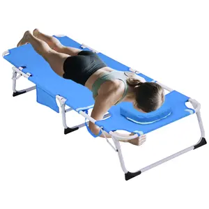 3-in-1 Heavy Duty Tanning Chair with Face & Arm Holes Adjustable 5-Position Folding Chaise Lounge for Outdoor Sunbathing Patio Pool Lawn Camping Deck