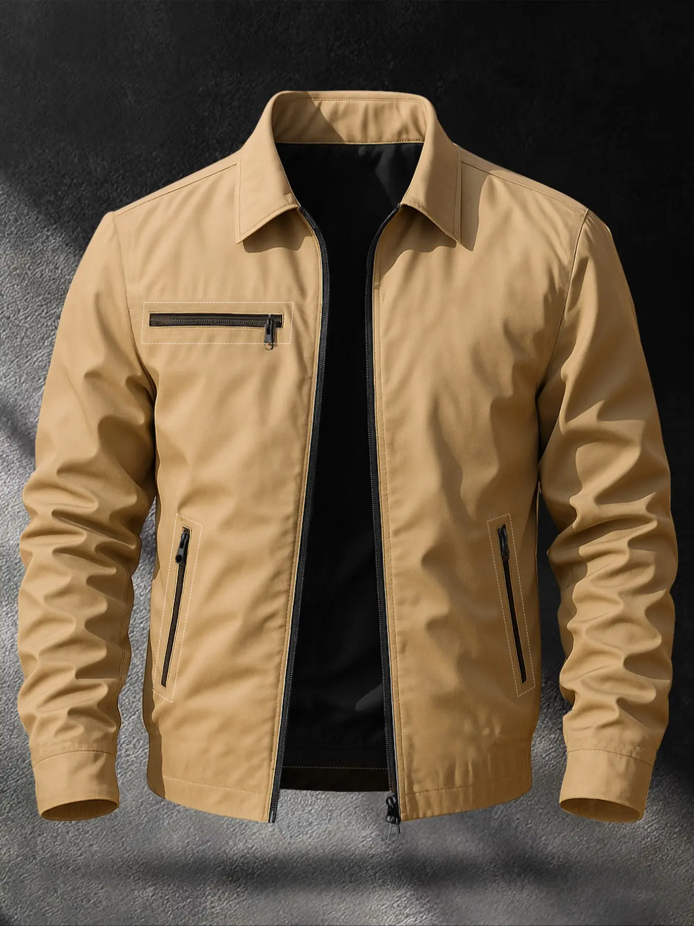 Men's Lightweight Fitted Long Sleeve Autumn & Spring Jacket with Pocket, Ideal for Golf & Work, Multi-Purpose Business Casual Outerwear, Daily Use Coat, Fashion Fit Jacket