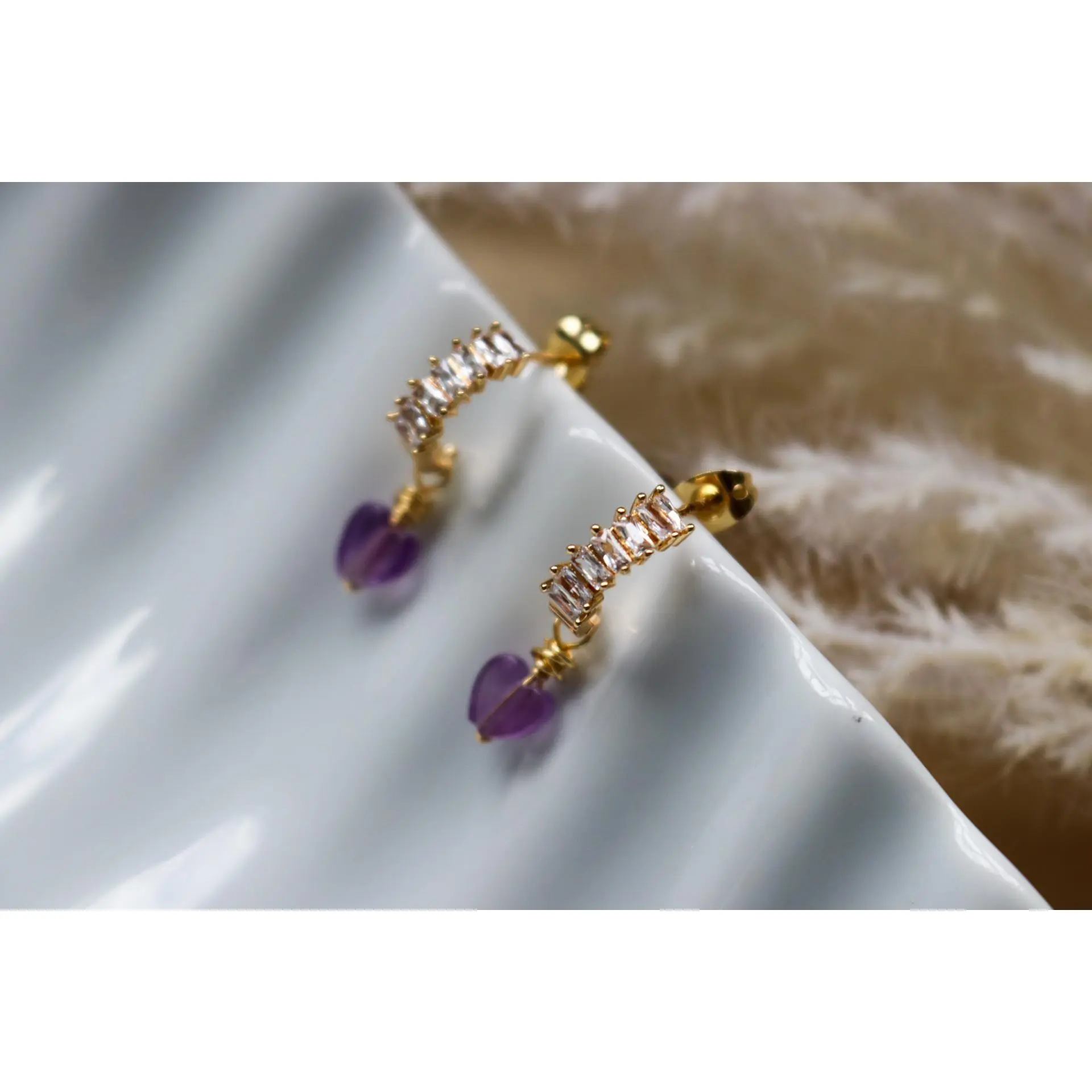 Amethyst Heart Earrings
