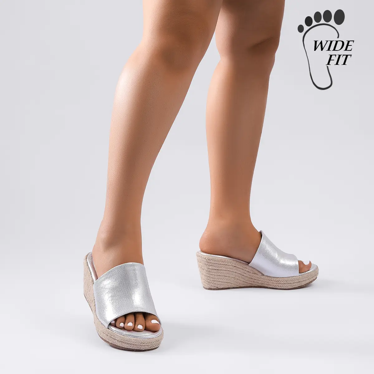 Luoika Women's Wide Width Wedge Slides Sandals, Slip on Plateform Wedge Pump Heel Casual Summer Sandals for Women