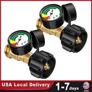 2 Pack Propane Tank Gauge Level Indicator, Leak Detector for 5-40lb Propane Tank, Gas Grill, Heater, RV Camper, Cylinder and More, 3 Ranges