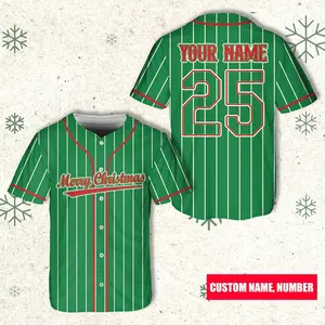 Personalized Name Christmas Baseball Jersey, Custom Holiday Family Matching Outfit, Game Day Style, Casual Streetwear, Sportswear