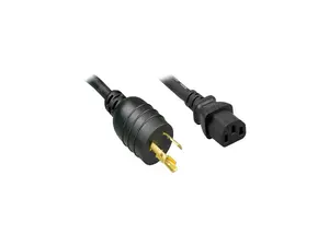 Nippon Labs L6-20P / C13 High Voltage / High Current Power Cord, NEMA L6-20P to IEC-60320-C13, SJT, 14 AWG., 15A, 250V, Black 8 ft. Power Cable