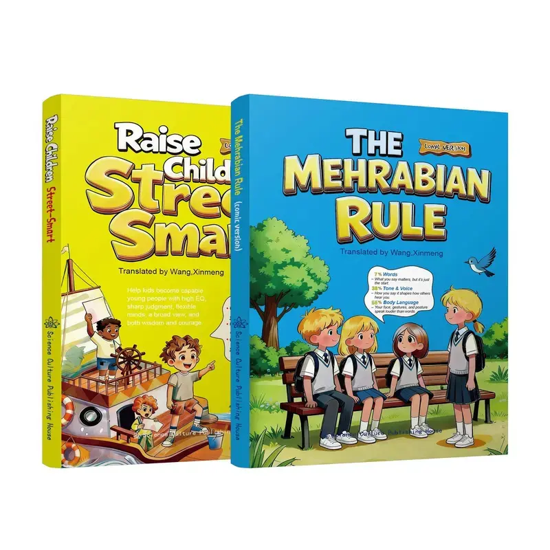 Raise Children Street-Smart & The Mehrabian Rule Comic Version 2-Book Set, Parenting Safety Guide and Illustrated Communication Skills Books for Families and Students