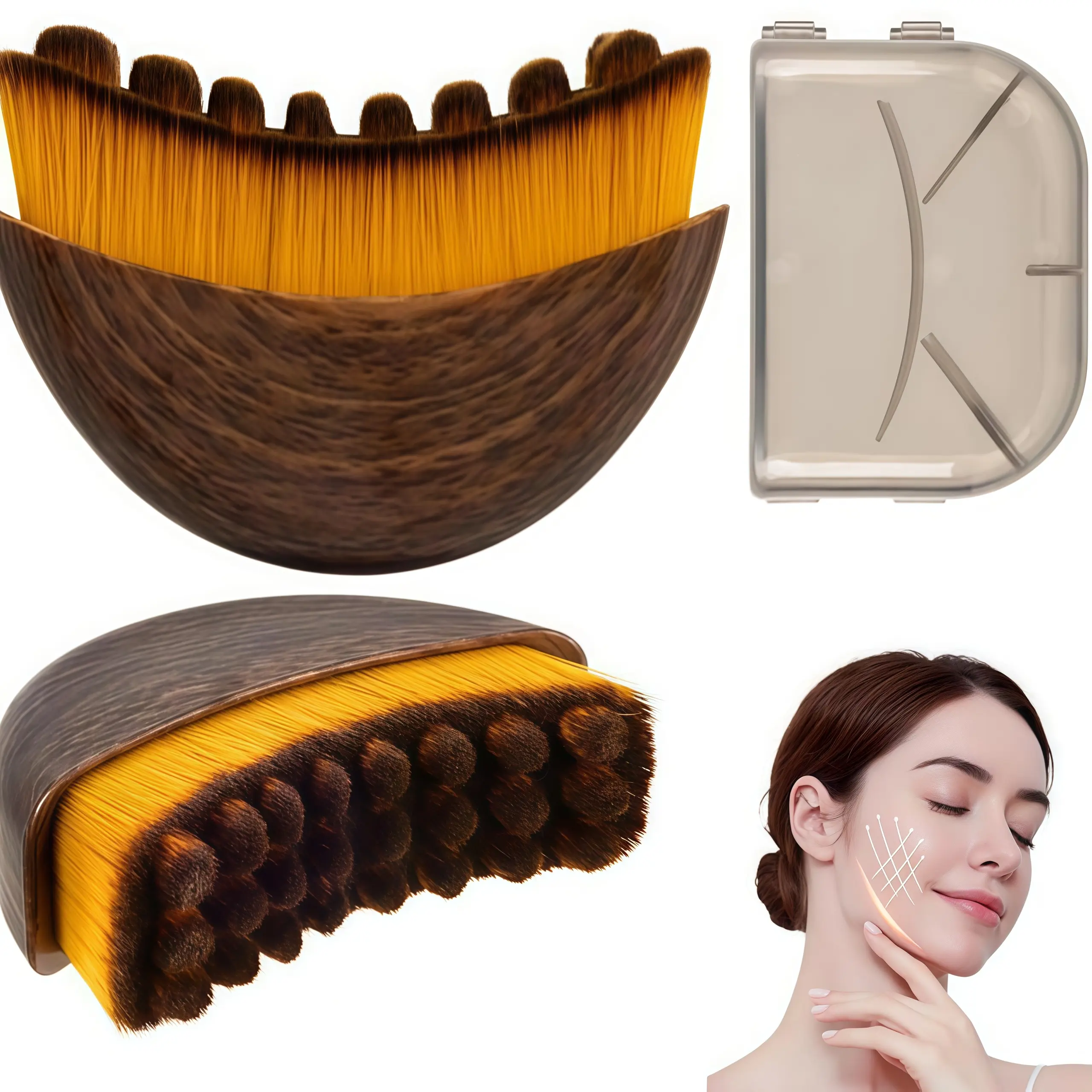 Facial Contour Brush for Jawline Massage & Daily Skincare Routine, Dry Brushing Beauty Tool with Ergonomic Design for Face Care (1PCS)