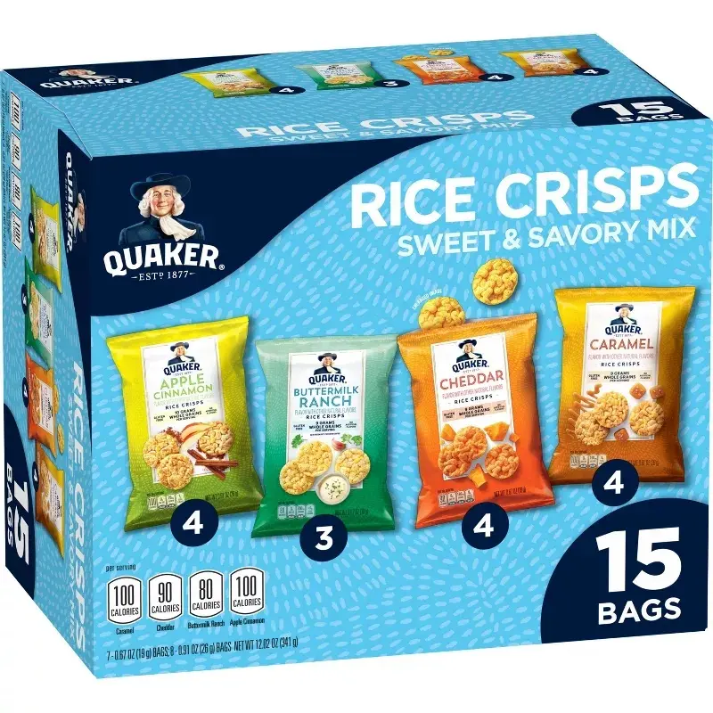 Quaker Sweet & Savory Mix Gluten Free Popped Rice Crisps Variety pack - 12.02oz/15ct