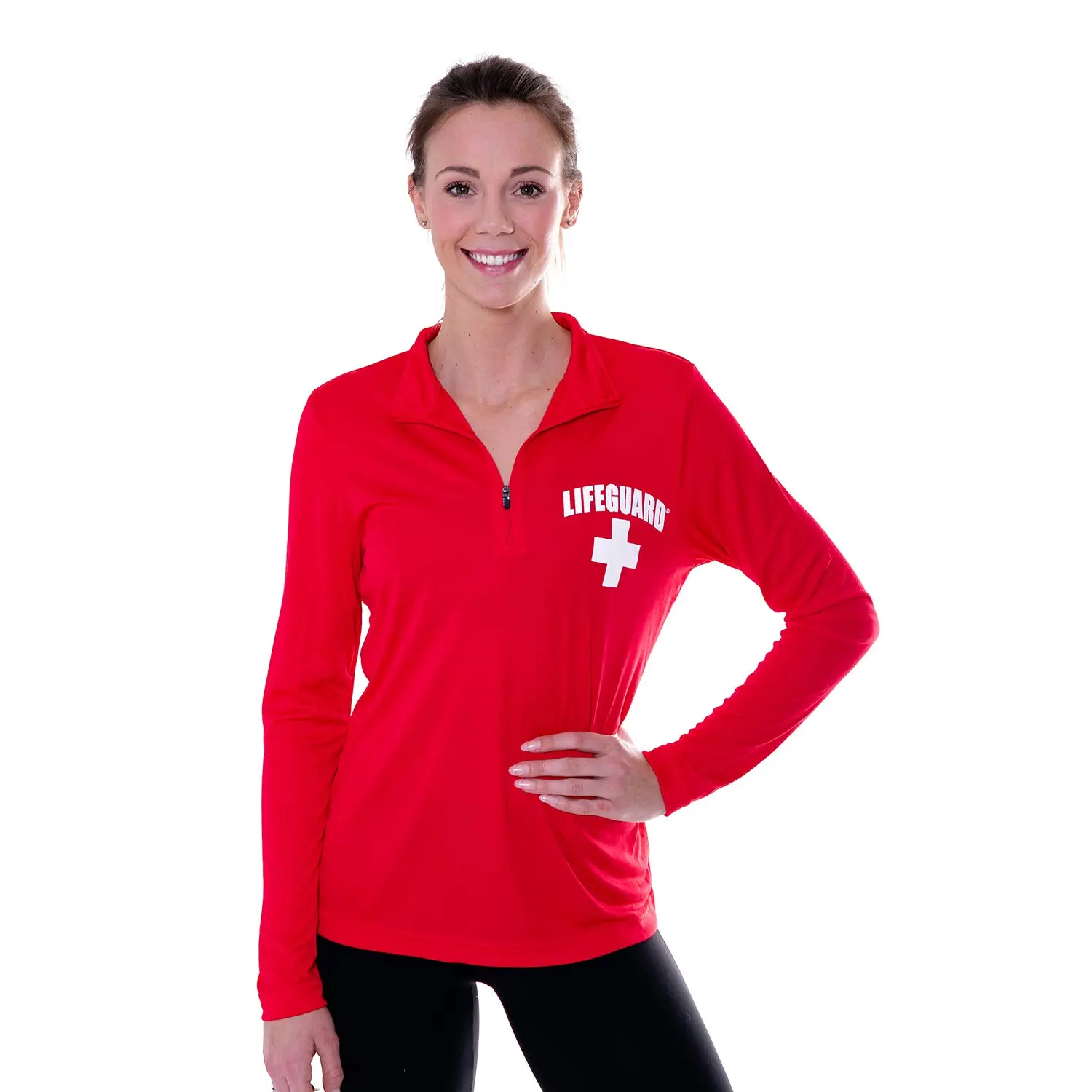LIFEGUARD Officially Licensed Womens 1/4 Quarter Zip Active Performance Long Sleeve Shirt…