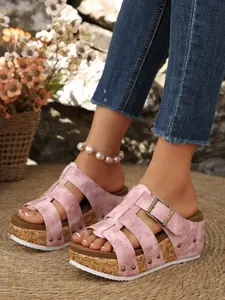 2026 New Women's Summer Wide Fit Fashion Lightweight Wedge Heel Sandals, Open Toe Buckle Design, Outdoor Beach Resort Wedge Slippers, Breathable Wedges Heels, Rubber, Casual Sandals, Fashionable Wedge Shoes, Wedged Sandals, Casual Trendy Sandals