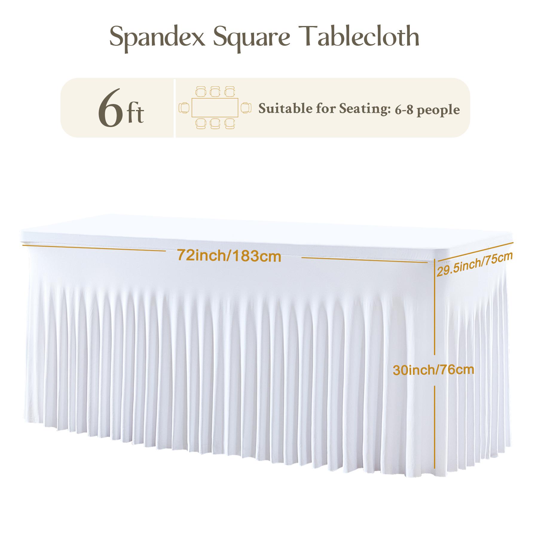 4/6/8FT Spandex Tablecloths for Rectangle Tables Wrinkle Free Washable  Table Cloth Rectangle Stretch Fitted Table Cover with Skirt for Wedding Birthday Party Banquet Baby Shower Buffet Event Summer Vibes Outdoor Fun