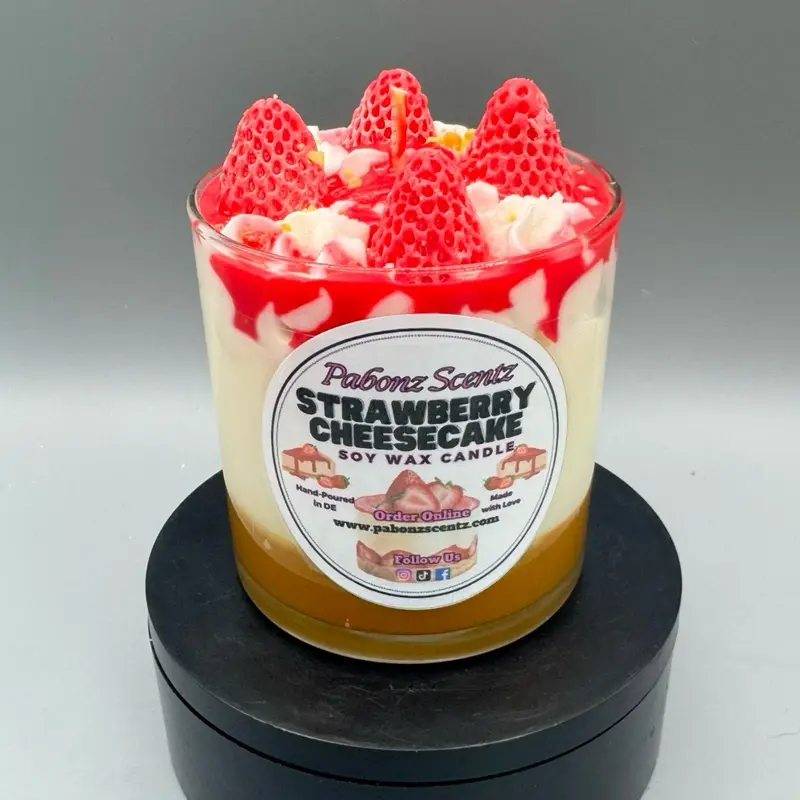 Strawberry Cheesecake Scented Candle, Long-Lasting Home Fragrance Candle for Living Room Decor