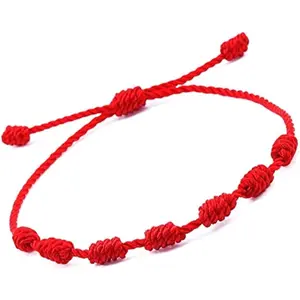 Bracelet 7 knots for protection, Evil Eye and Good Luck.Buddhist String.Thread/Amulet for prosperity and success.Talisman for Womens, Mens, Girls, Boys.Cord Adjustable.
