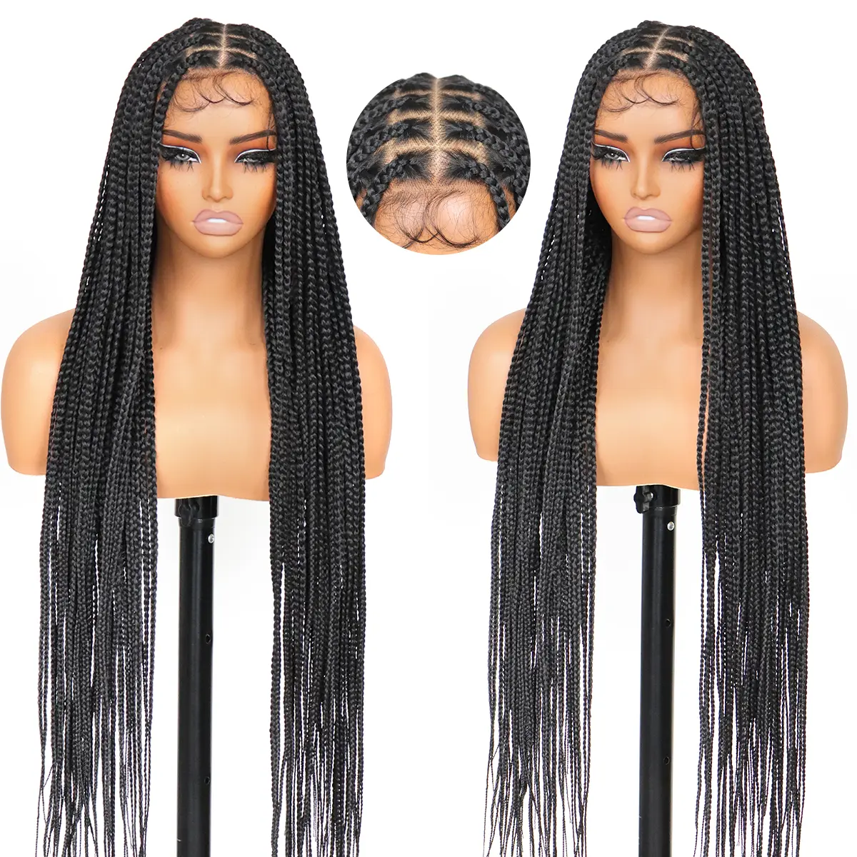 U&A Hair Full Lace Synthetic Boho Braids Hair Wig with Baby Hair Pre Plucked Knotless Square Part Braided Wig for Black Women  Full Handmade Pre Braided  Tangle-Free