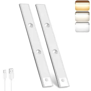 2-Pack Closet Lights USB Rechargeable Smart Motion Sensor 3-Color Dimmable Wall Mounted Adjustable Brightness for Kitchen Wardrobe Pantry Closet Coffee Corner Bathroom Stairs Hallway Sink Cabinet Laundry Room Tool Room Garage Fridge lamp factory