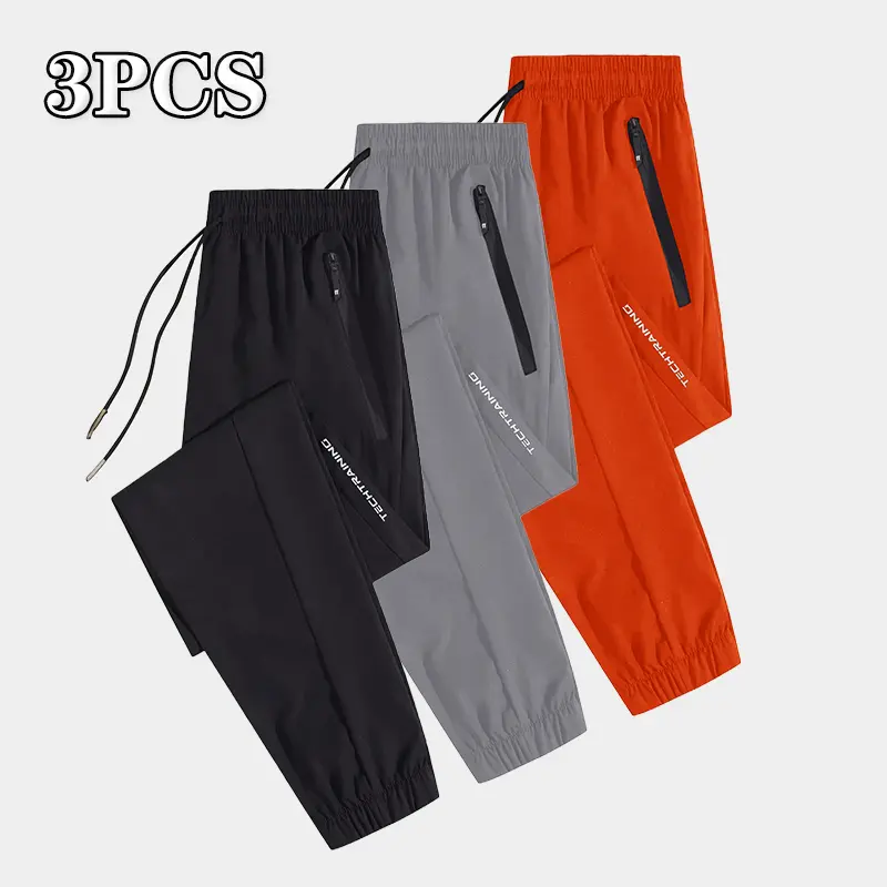 3-Pack Men’s Casual Athletic Jogger Pants – Woven fabric for all seasons, lightweight and breathable, quick-drying, ideal for basketball, fitness, and training