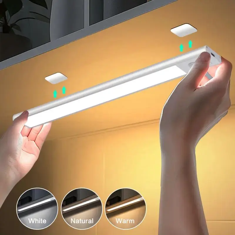LED Motion Sensor Cabinet Light, USB Rechargeable Magnetic Kitchen Nightlight, Wireless Bedside Lamp, Home Decorative Lamp, Dimmable Warm Light, Home Lighting