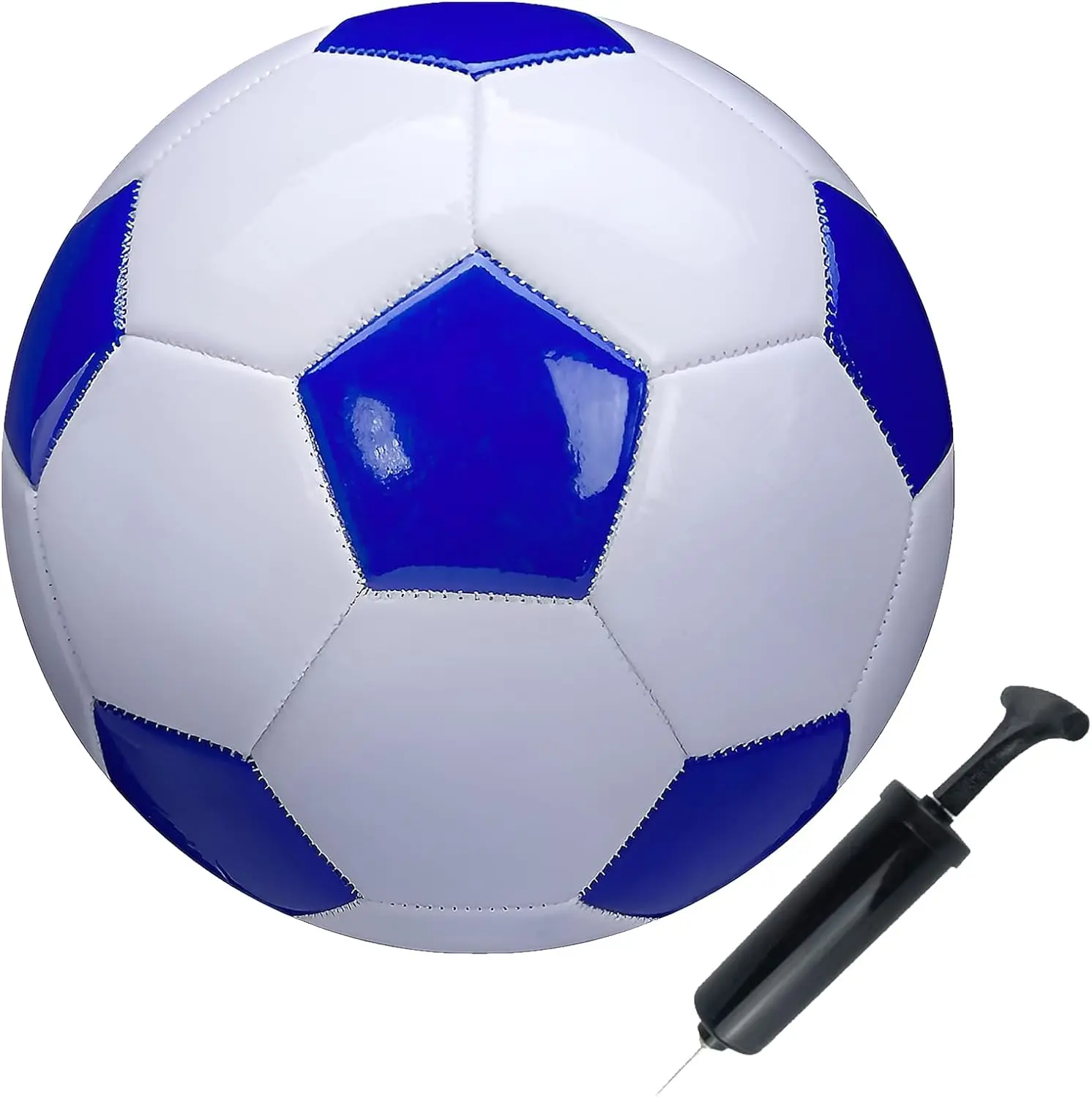 Classic Anti-Explosion Soccer Ball (Size 2) - White Blue, Indoor/Outdoor Use, Suitable for Kids Toddler Boys as Training Practice Gift for School Sports Activities