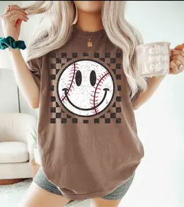 Comfort Colors Retro Baseball Shirt, Baseball Shirt,Baseball Mom shirt,Baseball Smiley Shirt,Baseball Glove Shirt,Baseball Fan Shirt