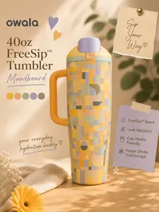 Owala 40oz FreeSip Tumbler Moodboard – Leakproof Insulated Stainless Steel Cup with Handle