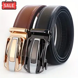 Men's Essential 1pcs Genuine Leather Ratchet Belt Adjustable Automatic Buckle Versatile Casual Business Style Durable Alloy Buckle High-Quality Leather Panel Easy to Wear Suitable for Any Occasion Valentine's Day Gift