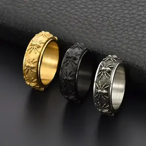 1pc elegant retro style rotatable spider titanium steel hip-hop men's ring special gift jewelry,summerwins
