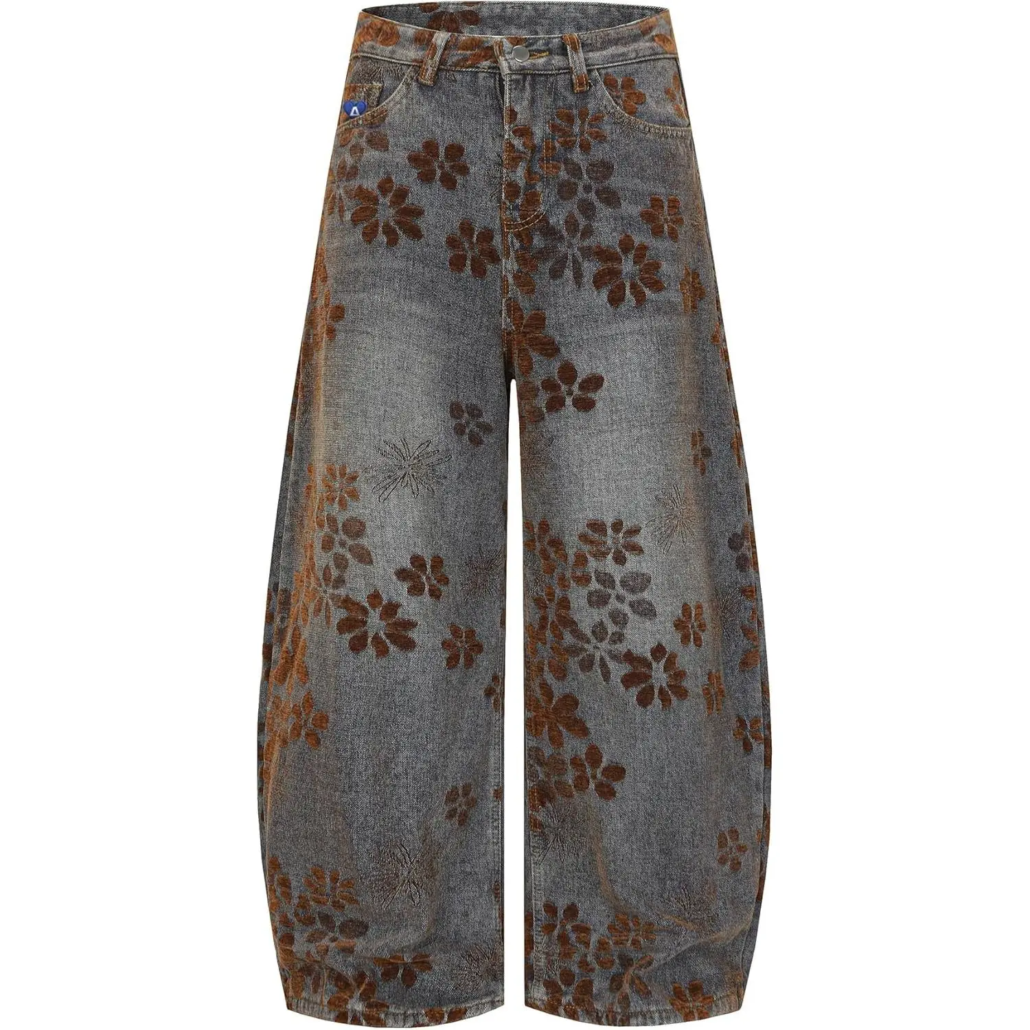 Aelfric Eden Floral Baggy Barrel Jeans Womens Wide Leg Jeans Vintage Harajuku Y2k Casual Denim Pants