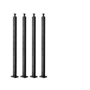 Father's Day Gift VEVOR 4 Pack Cable Railing Post, 36"x2"x2" Level Drilled Deck Railing Post, SUS304 Stainless Steel Black Cable Railing System Kit for Indoor Outdoor Deck Balcony,4JZLGZXHS914MY65M001V0