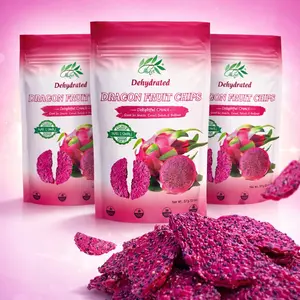 Chavi Dried Dragon Fruit Chips - 3-Pack of 2 Oz Vitamin-Rich Healthy Super Snacks - Natural Sweet, No Added Sugars or Preservatives - Non-GMO, Vegan, Gluten-Free Dry Fruit Snack
