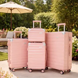 GMZGZN 4 piece pc Lightweight Durable Luggage Rotating Hand Push Travel Bag, Fashionable Design,Hard Shell USB Charging port-smart Luggage Sets with TSA lock  -4pcs Suitcases Sets-Travel and Moving Set(Family Set)