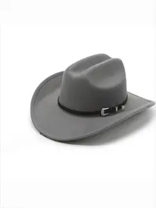 Classic Western Cowboy Style Hat for Men and Women, Felt Wool Hat with Strap and Buckle, Curved Brim Ranch Hat, Perfect for Parties and Outdoor Activities