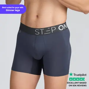Step One Men's Trunk - Smoking Gun, Anti-Chafe, Breathable Bamboo Fabric, UltraGlyde Panels, Hidden Elastic Pouch, Premium Underwear, Athletic Daily wear