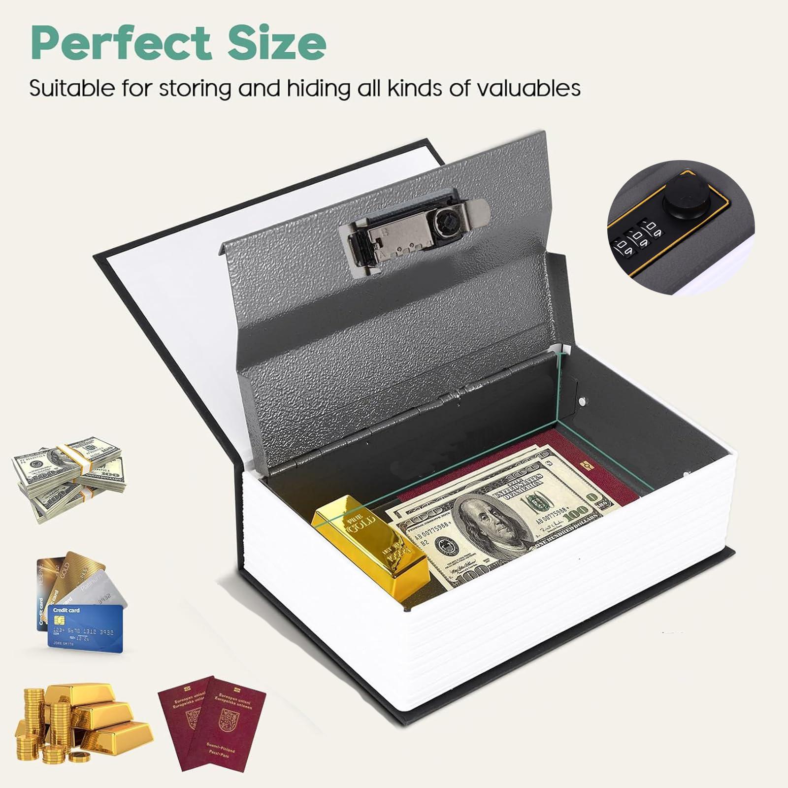 Durable Mechanical Lock & Password Access Book Money Box - Travel Safe for Cash, Documents and Personal Valuables, Sturdy Home Decor Piggy Bank