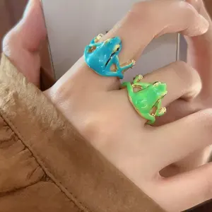 2026 New Whimsical Green Frog Open Ring Cute Playful Niche Design Adjustable for Women Lightweight Comfortable Daily Wear Statement Piece