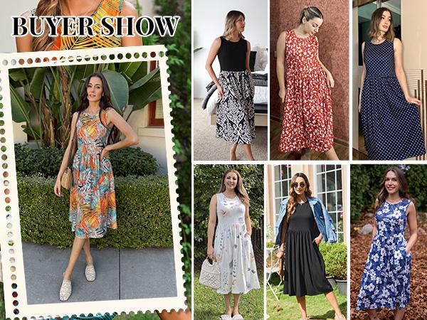 Women's Summer Tank Midi Dress with Pockets Sleeveless A-Line Dress Casual Floral T-Shirt Dress Flowy Beach Sundress Women's Summer Tank Midi Dress with Pockets Sleeveless A-Line Dress Casual Floral T-Shirt Dress Flowy Beach Sundress