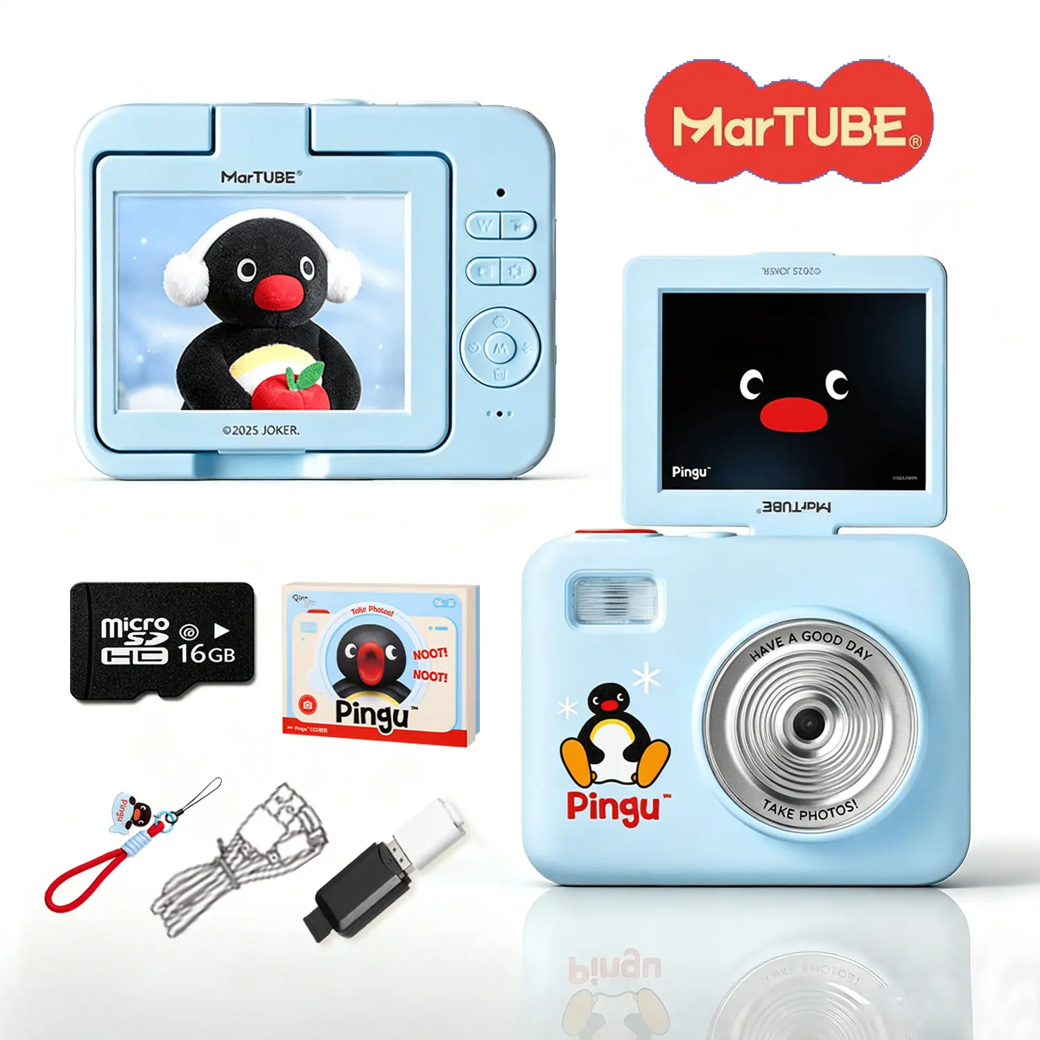 Martube Pingu CCD 2.8“180° Flip-Top Screen Camera Gift Box, 6X Zoom, 16GB TF Card & OTG Phone Transfer, Self Timer For Outdoor Vlogging video/Photography, Mini Gift For Teenagers & Beginners, Holiday, Christmas, Boys & Girls Gifts, Tiktokshopbacktoschool