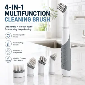 Electric Grout Cleaning Brush with 3 Replacement Heads, Waterproof Battery Powered Scrubber for Tile Kitchen Bathroom