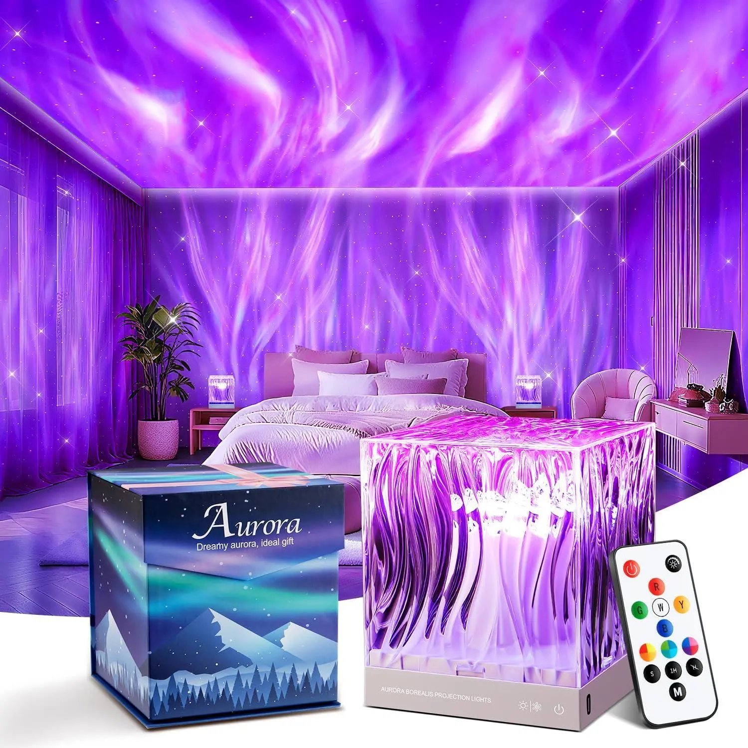Onefire Aurora Light Projector for Bedroom, Mood Lighting Room Decor,Teen Girl Gifts Trendy Stuff Northern Lights Projector, 18-Color Birthday Gifts for Teen Girls Graduation Gifts for Girls Lava Lamp,ambiance light,