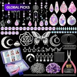 377 Piece DIY Crystal Dreamcatcher Rainbow Craft Kit, Includes Butterflies, Roses, Reflective Beads & Tools, Garden Window Home Decor Hanging #GLOBAL PICKS