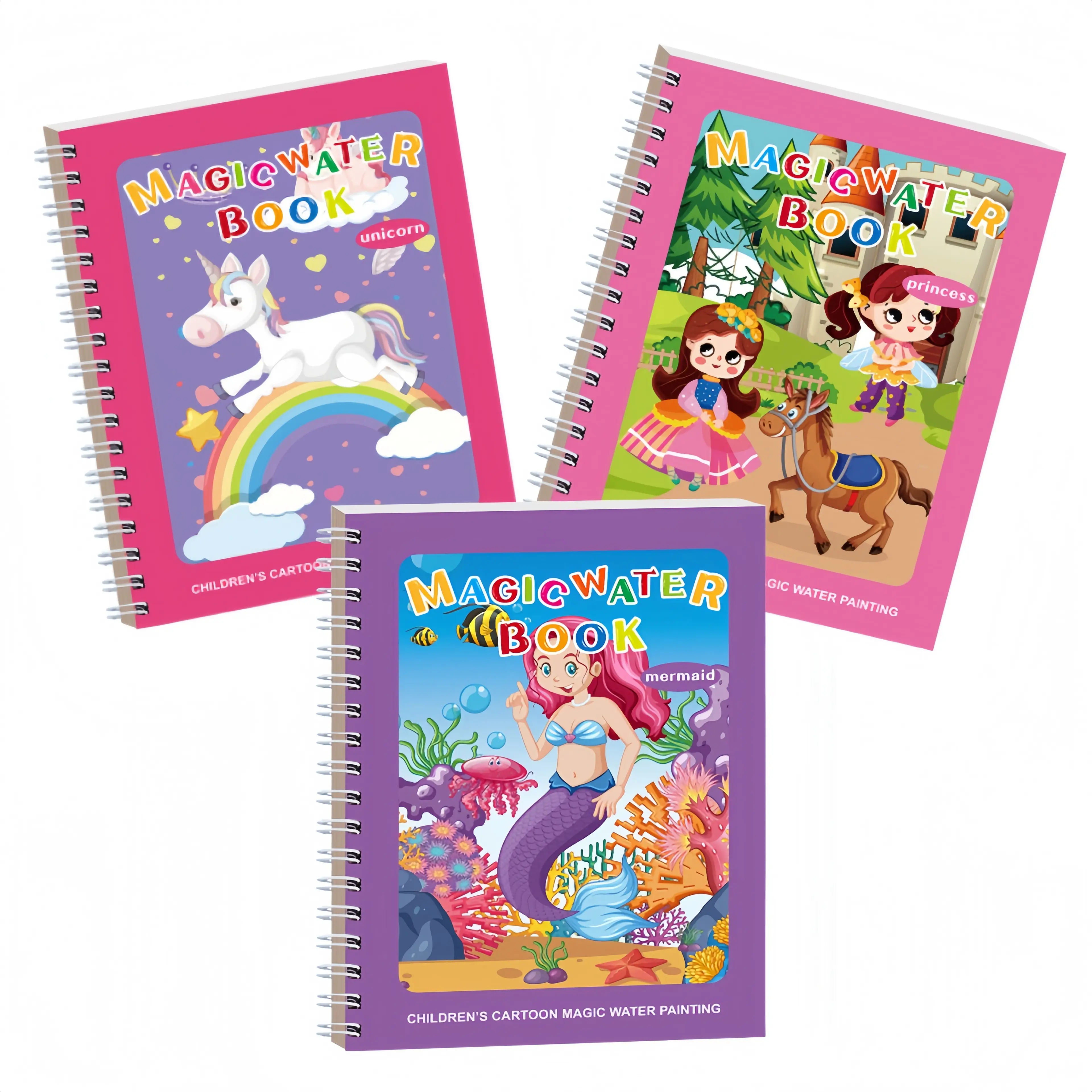 [Spring Glow-Up]3/6 Pack Reusable Water Coloring Book for Toddlers,Doodle Paint with Water,Mess-Free Coloring Book,Portable Educational Drawing Toy Gifts,Magic Painting Book with Pen,Christmas Gifts For Grandkids,Travel Toys for Kids,Suitable for 3-6